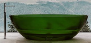 Прозрачная ванна ABBER Kristall AT9702Emerald из полиэфирной смолы 180x85см зелёный